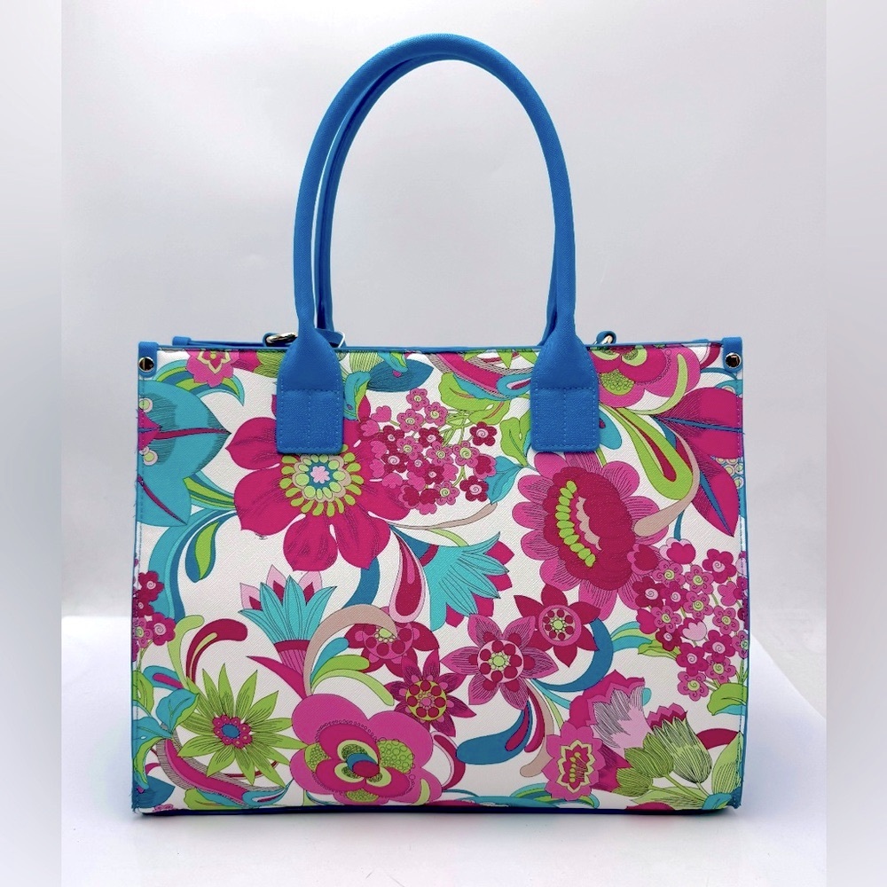 🌺 NWT! Trina Turk Floral Cloud Satchel Tote Bag - Picture 1 of 7